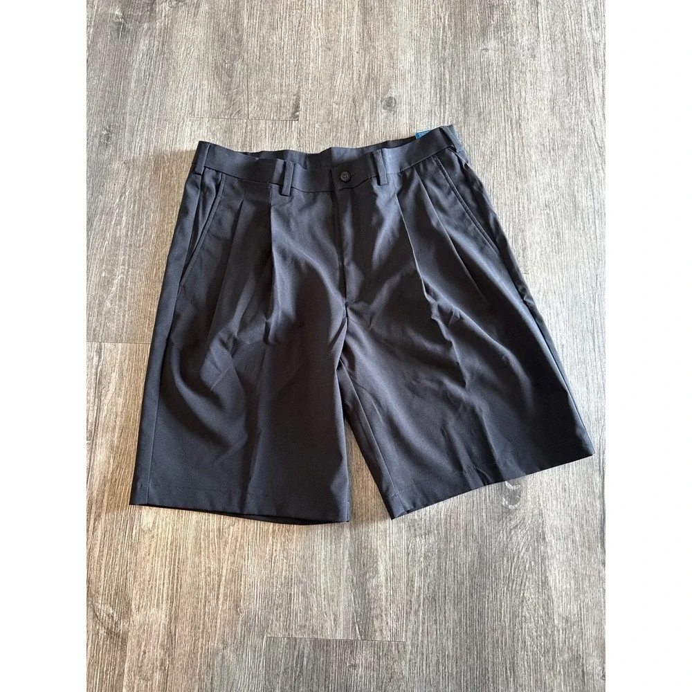PGA TOUR shorts Mens 34W golf Caviar Black Pleated Golf‎ Gripper Waistband NWT